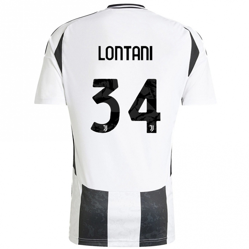 Kids Football Matteo Lontani #34 White Black Home Jersey 2024/25 T-Shirt Canada