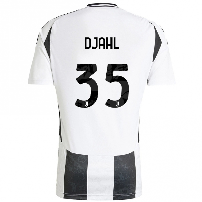 Kids Football Rayan Djahl #35 White Black Home Jersey 2024/25 T-Shirt Canada