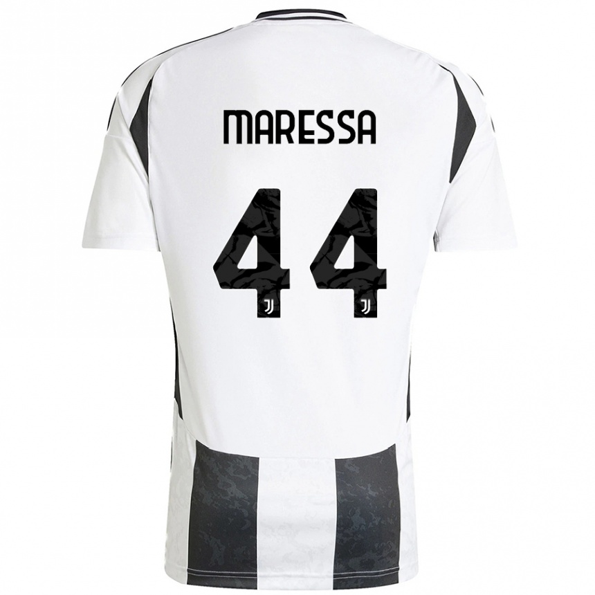 Kids Football Tommaso Maressa #44 White Black Home Jersey 2024/25 T-Shirt Canada