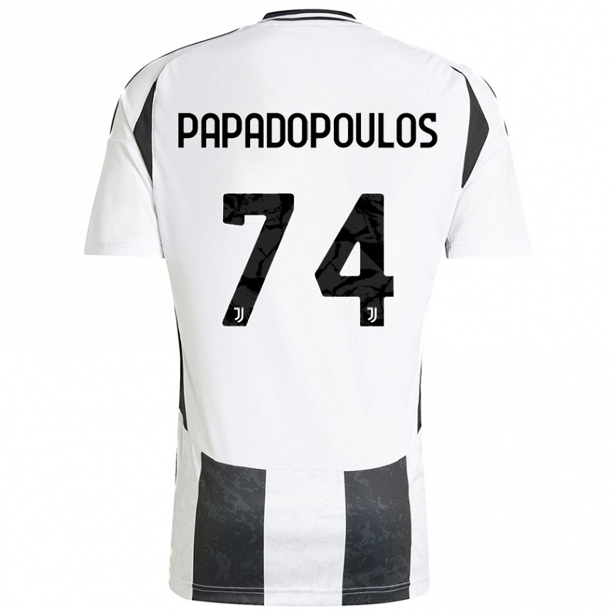 Kids Football Christos Papadopoulos #74 White Black Home Jersey 2024/25 T-Shirt Canada