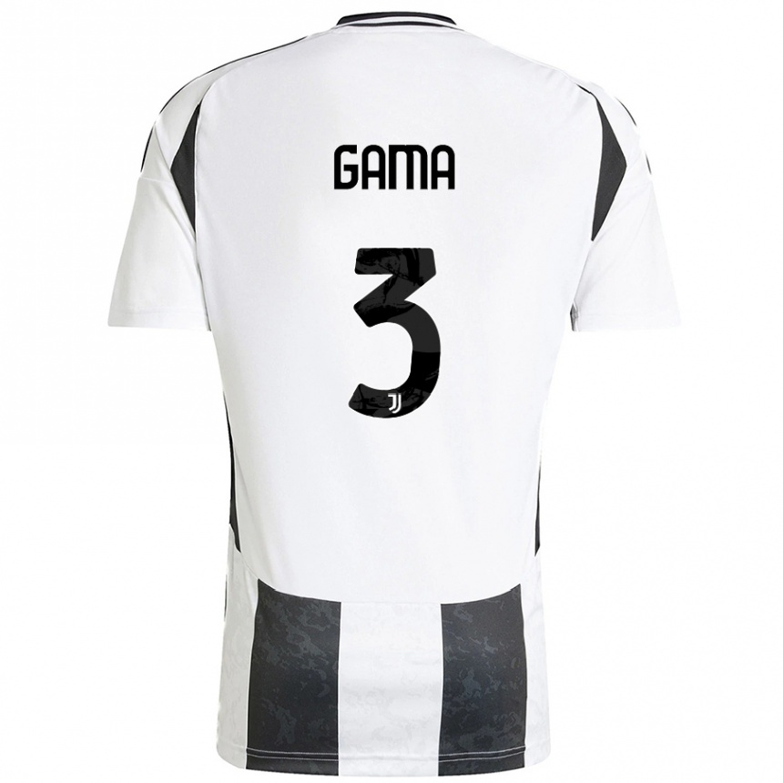 Kids Football Sara Gama #3 White Black Home Jersey 2024/25 T-Shirt Canada