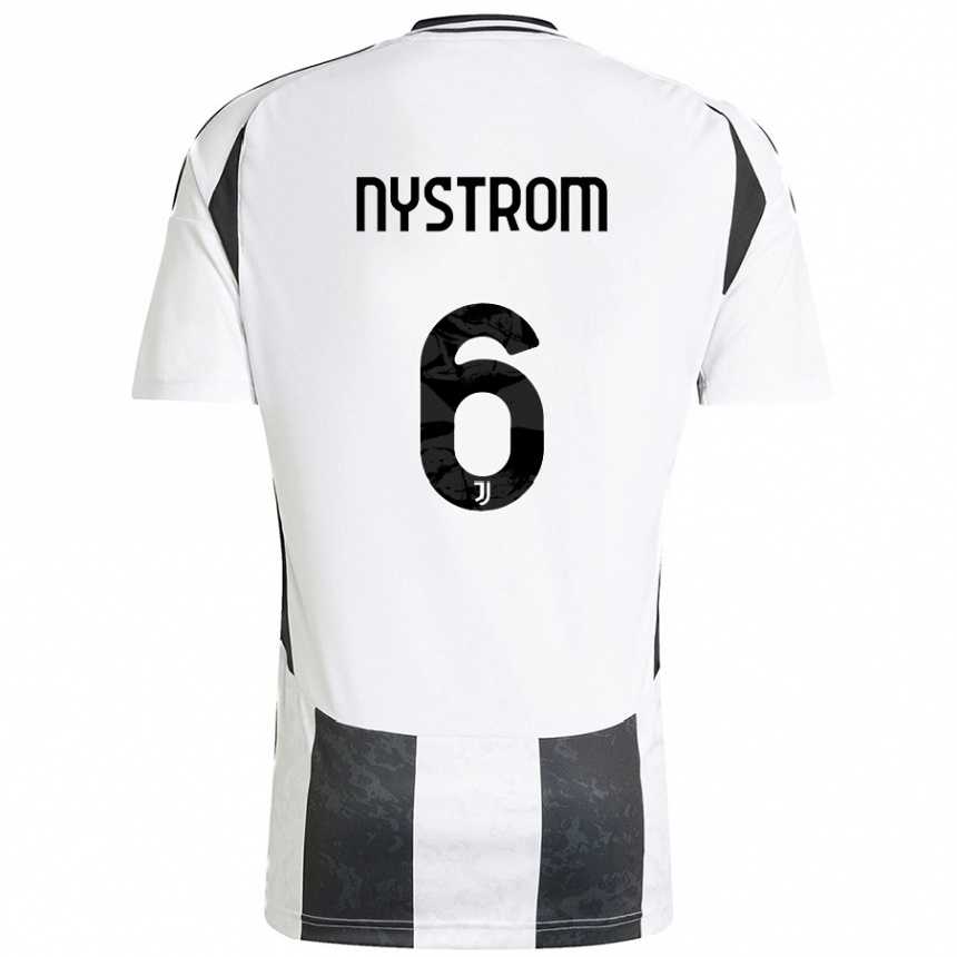 Kids Football Paulina Nyström #6 White Black Home Jersey 2024/25 T-Shirt Canada