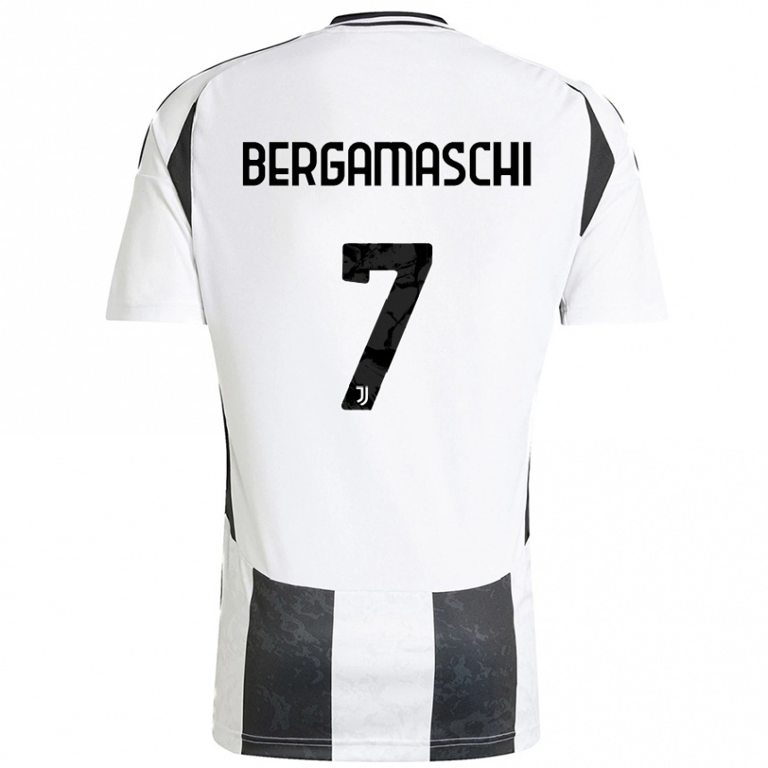 Kids Football Valentina Bergamaschi #7 White Black Home Jersey 2024/25 T-Shirt Canada