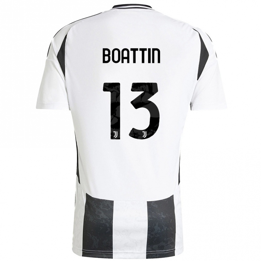 Kids Football Lisa Boattin #13 White Black Home Jersey 2024/25 T-Shirt Canada