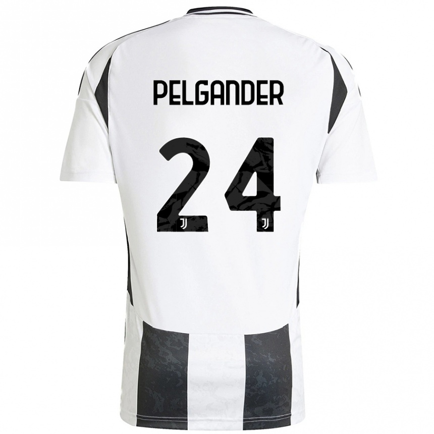 Kids Football Elsa Pelgander #24 White Black Home Jersey 2024/25 T-Shirt Canada