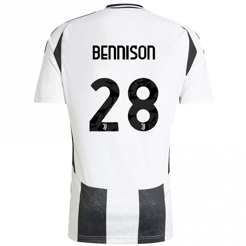 Kids Football Hanna Bennison #28 White Black Home Jersey 2024/25 T-Shirt Canada