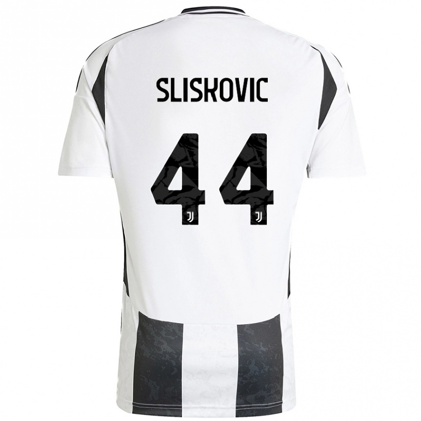 Kids Football Gloria Slišković #44 White Black Home Jersey 2024/25 T-Shirt Canada