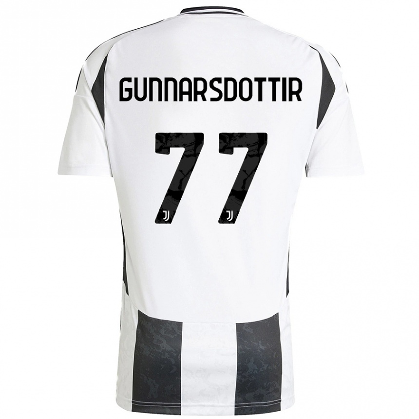 Kids Football Sara Bjork Gunnarsdottir #77 White Black Home Jersey 2024/25 T-Shirt Canada