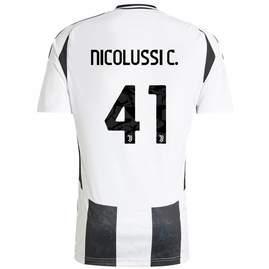 Kids Football Hans Nicolussi Caviglia #41 White Black Home Jersey 2024/25 T-Shirt Canada