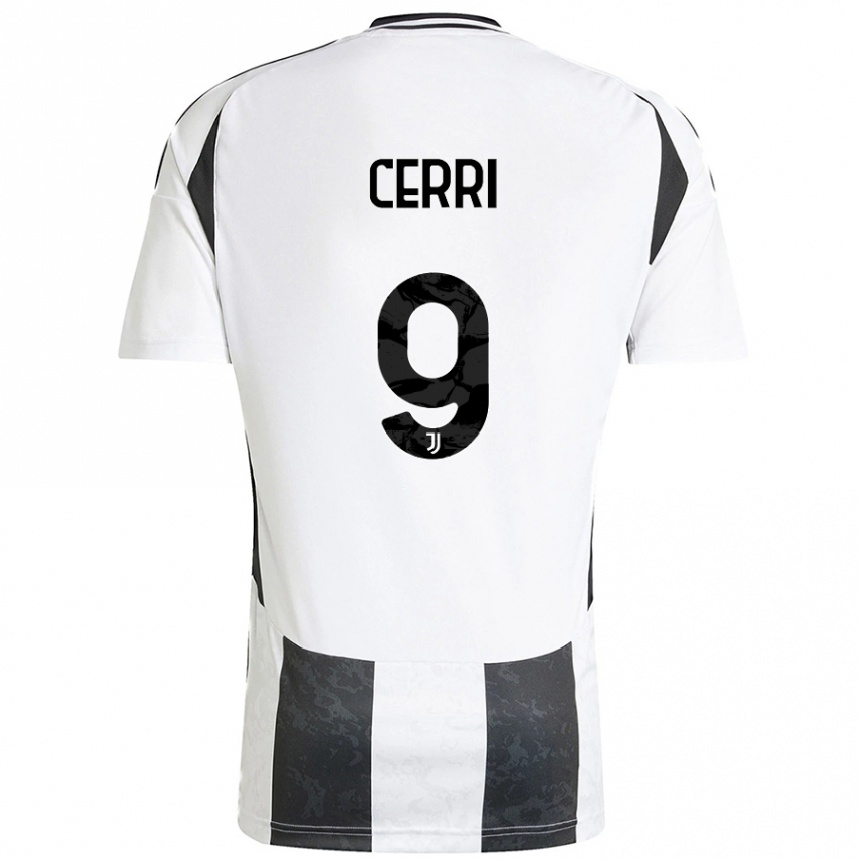 Enfant Football Maillot Leonardo Cerri #9 Blanc Noir Tenues Domicile 2024/25 Canada