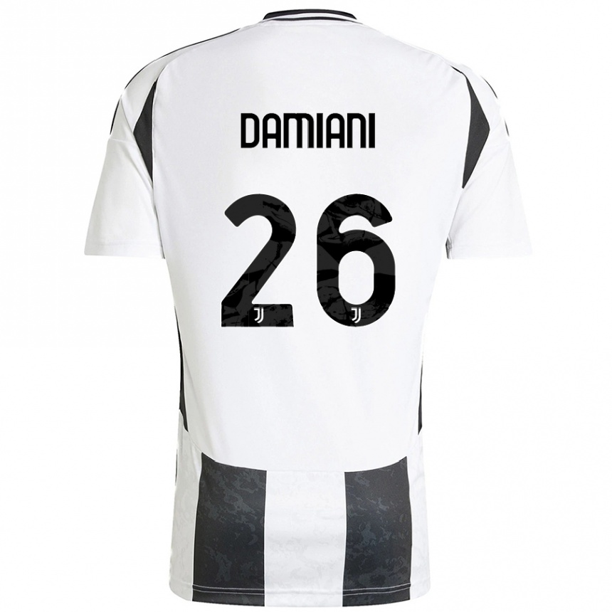 Kids Football Samuele Damiani #26 White Black Home Jersey 2024/25 T-Shirt Canada