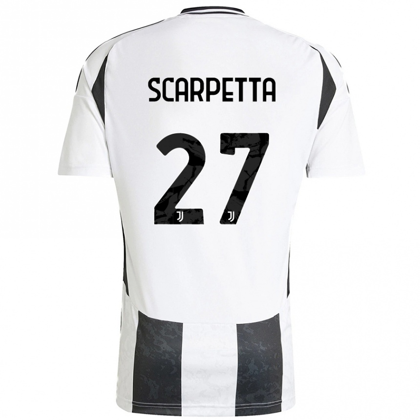 Kids Football Jacopo Scarpetta #27 White Black Home Jersey 2024/25 T-Shirt Canada