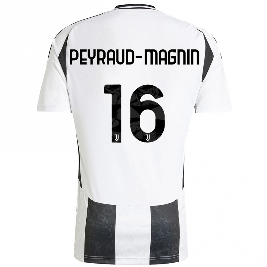 Kids Football Pauline Peyraud-Magnin #16 White Black Home Jersey 2024/25 T-Shirt Canada