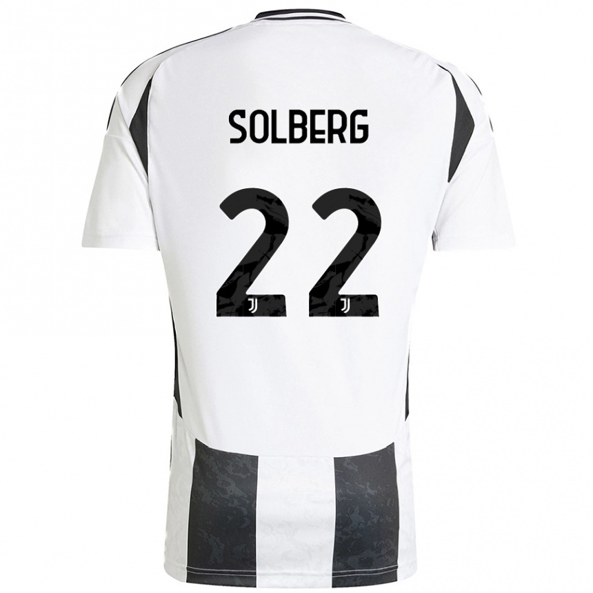 Kids Football Elias Solberg #22 White Black Home Jersey 2024/25 T-Shirt Canada