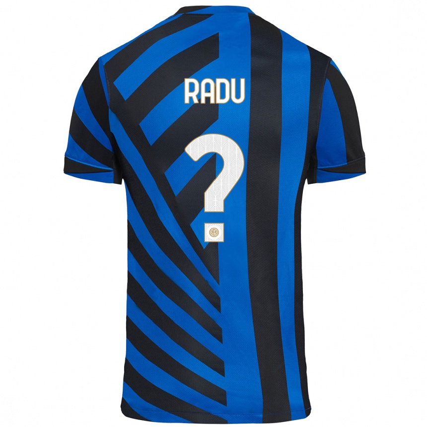 Kids Football Andrei Radu #0 Blue Black Home Jersey 2024/25 T-Shirt Canada