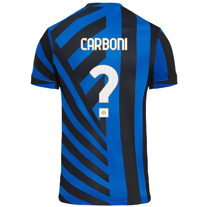 Kids Football Franco Carboni #0 Blue Black Home Jersey 2024/25 T-Shirt Canada