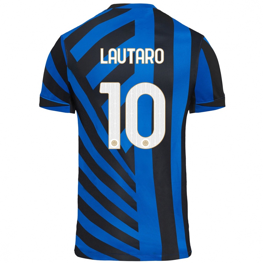 Enfant Football Maillot Lautaro Martinez #10 Bleu Noir Tenues Domicile 2024/25 Canada