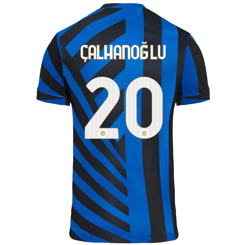 Enfant Football Maillot Hakan Calhanoglu #20 Bleu Noir Tenues Domicile 2024/25 Canada