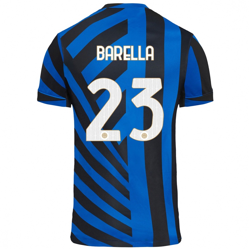 Enfant Football Maillot Nicolo Barella #23 Bleu Noir Tenues Domicile 2024/25 Canada