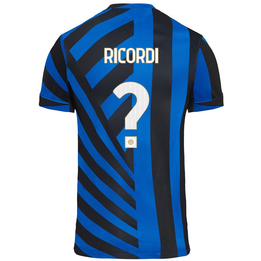 Kids Football Tommaso Ricordi #0 Blue Black Home Jersey 2024/25 T-Shirt Canada