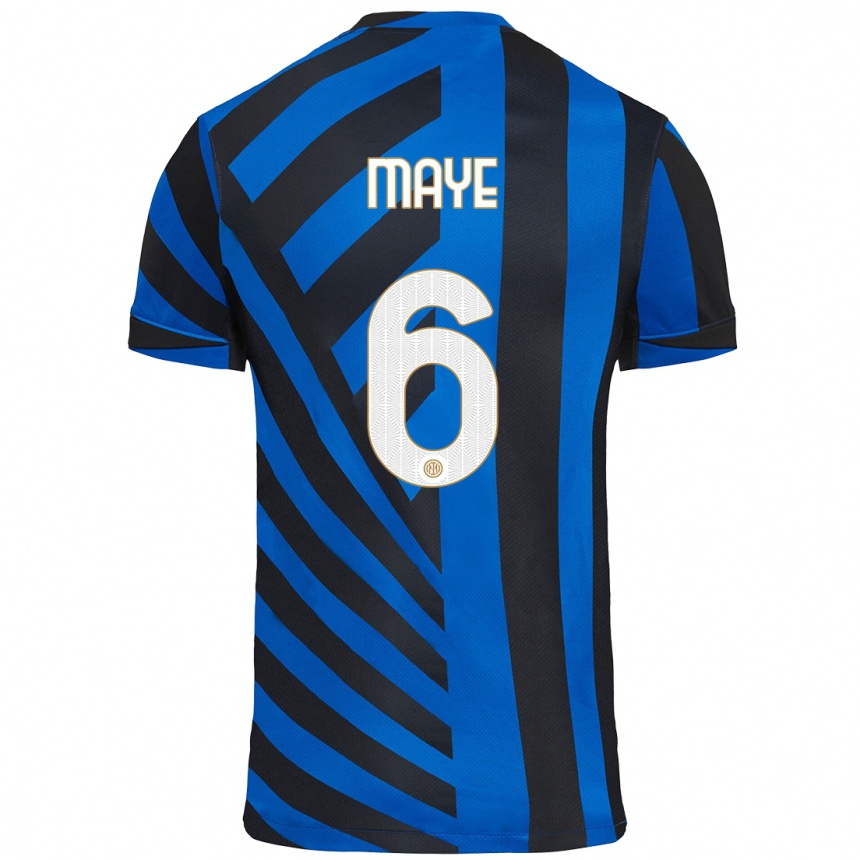 Kids Football Yvan Maye #6 Blue Black Home Jersey 2024/25 T-Shirt Canada