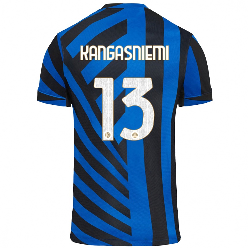 Kids Football Ilari Kangasniemi #13 Blue Black Home Jersey 2024/25 T-Shirt Canada