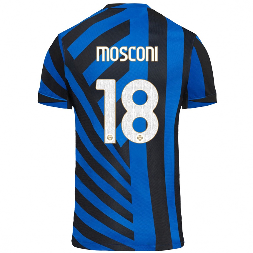 Kids Football Mattia Mosconi #18 Blue Black Home Jersey 2024/25 T-Shirt Canada