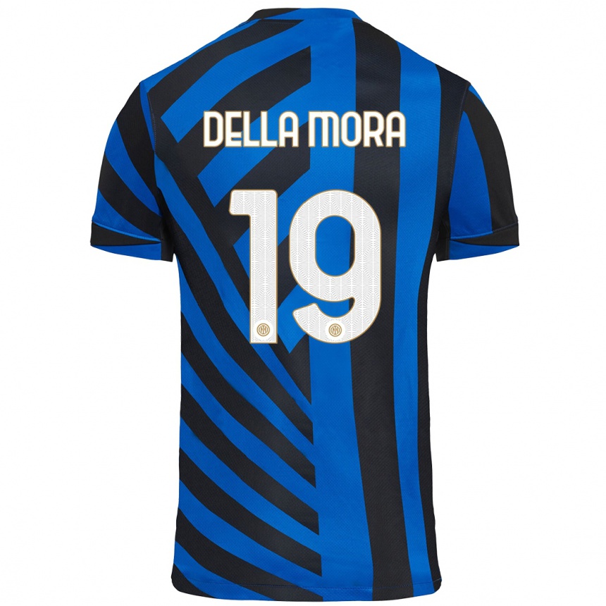 Kids Football Tommaso Della Mora #19 Blue Black Home Jersey 2024/25 T-Shirt Canada