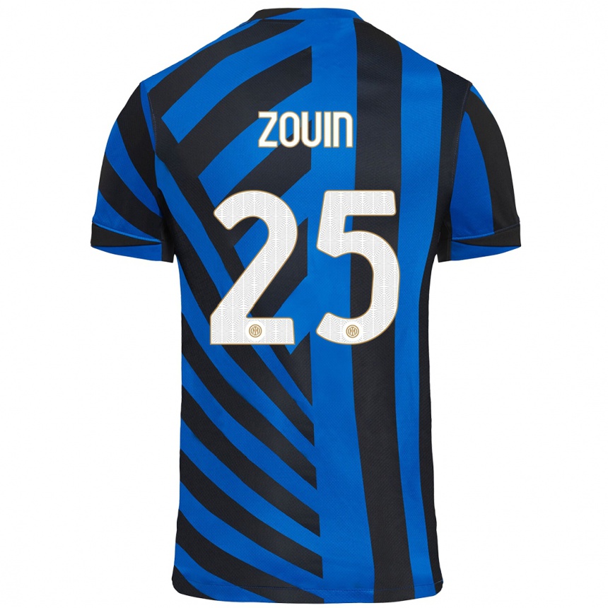 Kids Football Aymen Zouin #25 Blue Black Home Jersey 2024/25 T-Shirt Canada