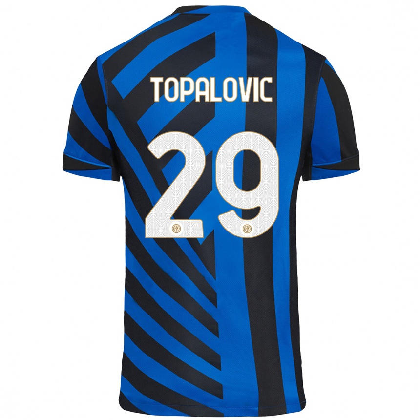 Kids Football Luka Topalovic #29 Blue Black Home Jersey 2024/25 T-Shirt Canada