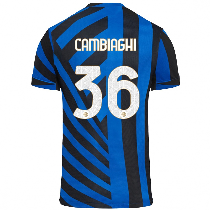 Kids Football Michela Cambiaghi #36 Blue Black Home Jersey 2024/25 T-Shirt Canada