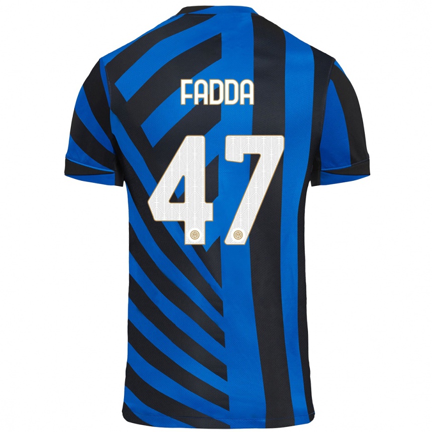 Kids Football Paola Fadda #47 Blue Black Home Jersey 2024/25 T-Shirt Canada