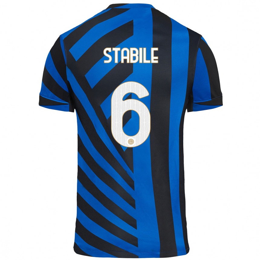 Kids Football Giacomo Stabile #6 Blue Black Home Jersey 2024/25 T-Shirt Canada