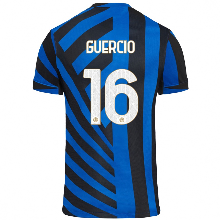 Kids Football Tommaso Guercio #16 Blue Black Home Jersey 2024/25 T-Shirt Canada