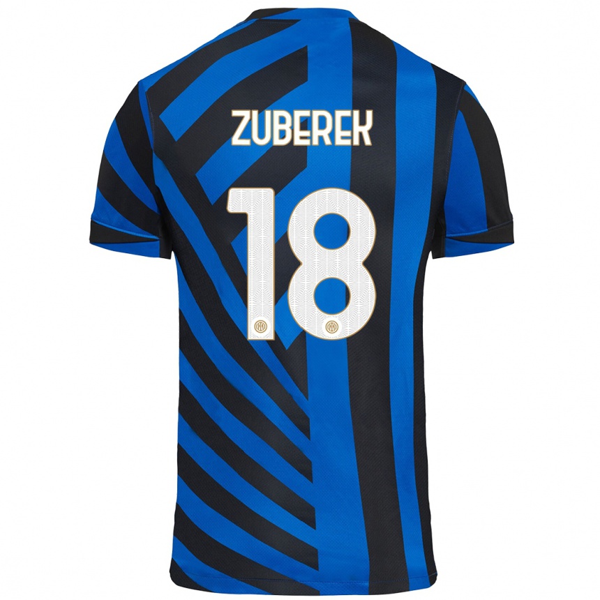 Kids Football Jan Zuberek #18 Blue Black Home Jersey 2024/25 T-Shirt Canada