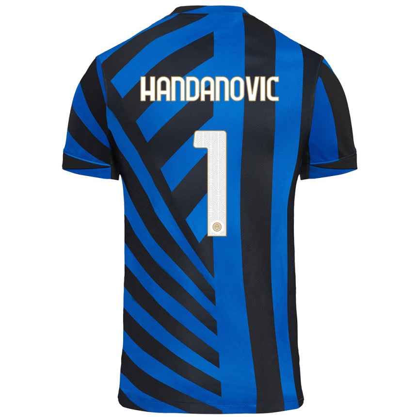 Enfant Football Maillot Samir Handanovic #1 Bleu Noir Tenues Domicile 2024/25 Canada