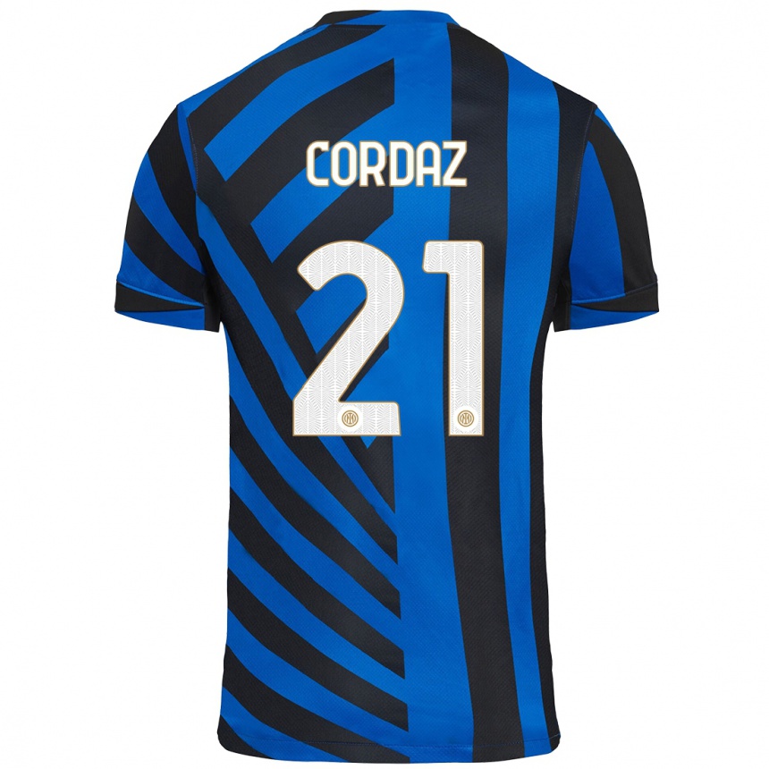 Enfant Football Maillot Alex Cordaz #21 Bleu Noir Tenues Domicile 2024/25 Canada