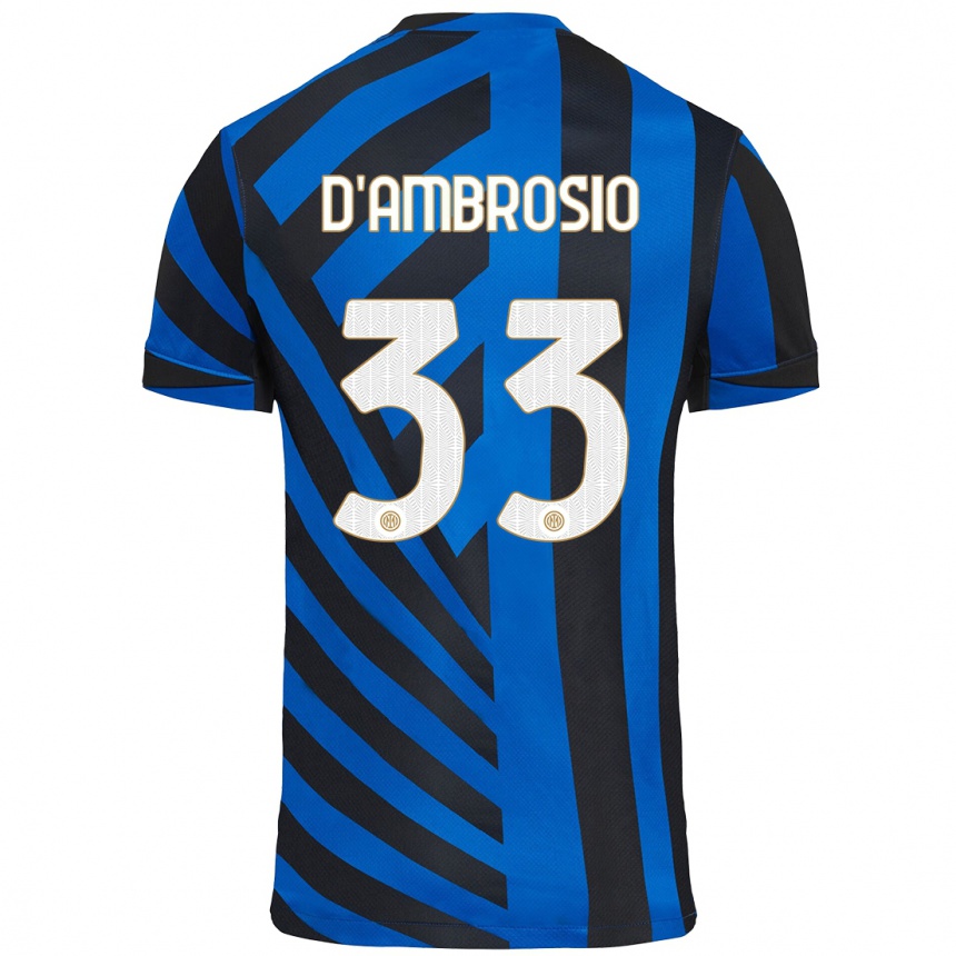 Kids Football Danilo D'ambrosio #33 Blue Black Home Jersey 2024/25 T-Shirt Canada