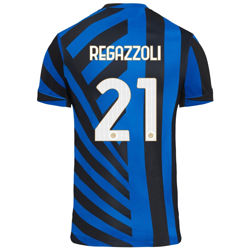 Kids Football Alice Regazzoli #21 Blue Black Home Jersey 2024/25 T-Shirt Canada