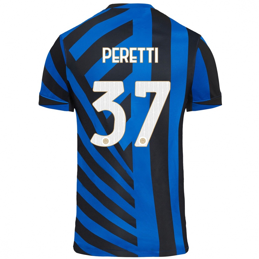 Enfant Football Maillot Lorenzo Peretti #37 Bleu Noir Tenues Domicile 2024/25 Canada