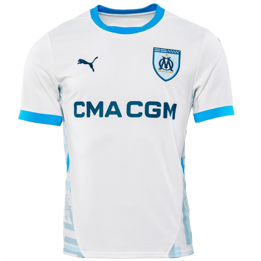 Enfant Football Maillot Votre Nom #0 Blanc Bleu Ciel Tenues Domicile 2024/25 Canada