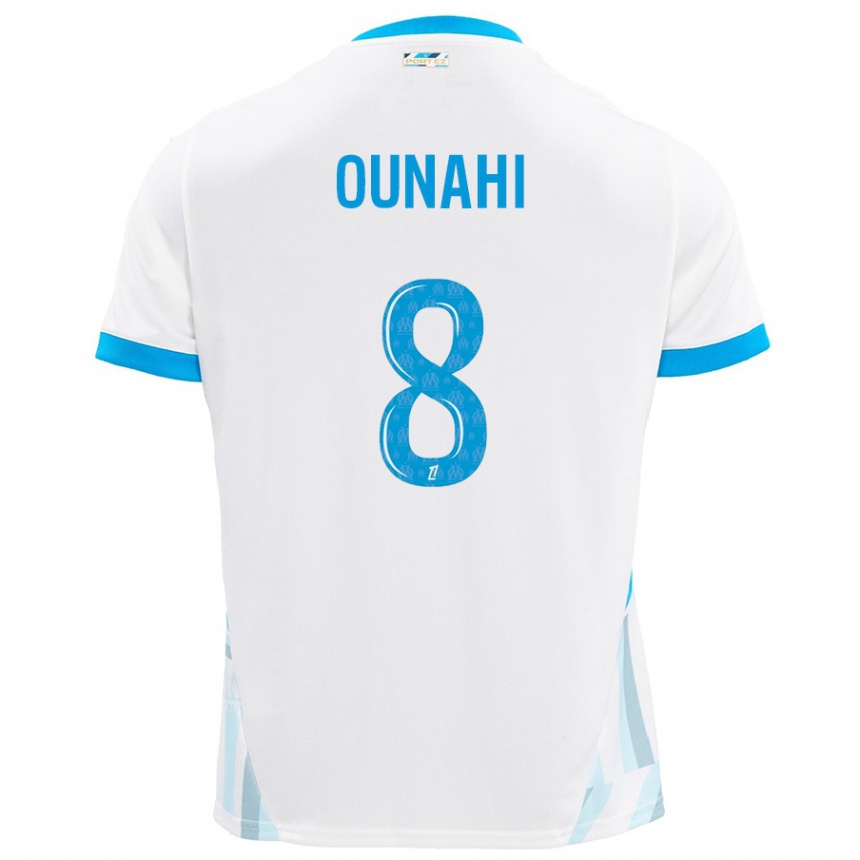 Kids Football Azzedine Ounahi #8 White Sky Blue Home Jersey 2024/25 T-Shirt Canada