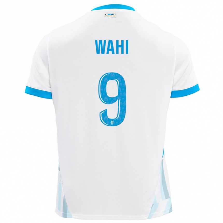 Kids Football Elye Wahi #9 White Sky Blue Home Jersey 2024/25 T-Shirt Canada