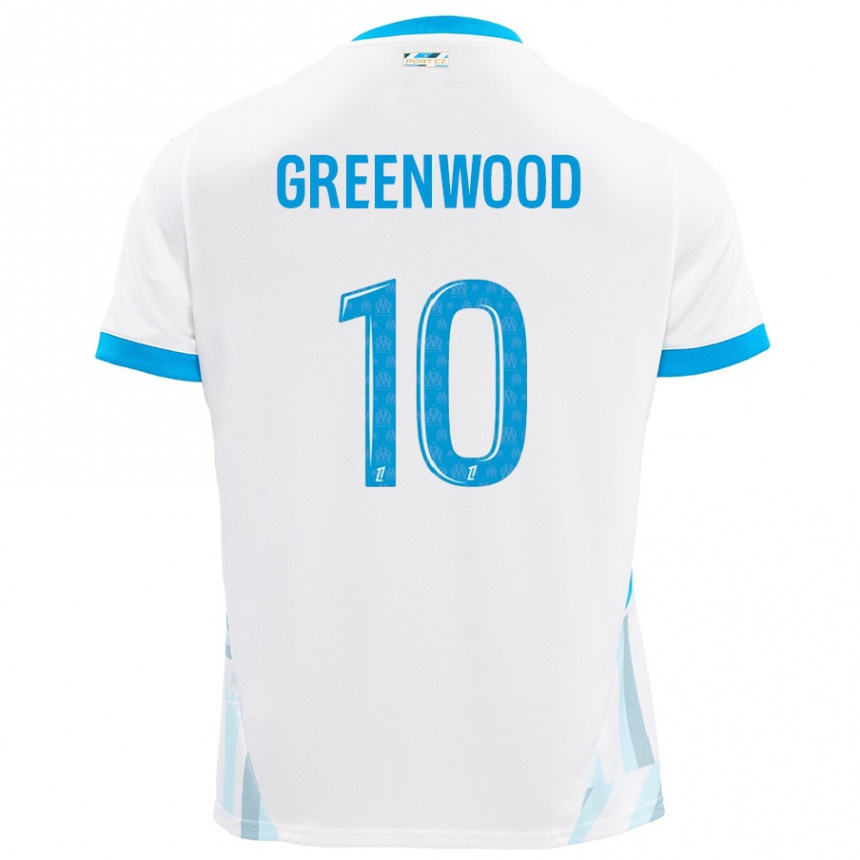 Enfant Football Maillot Mason Greenwood #10 Blanc Bleu Ciel Tenues Domicile 2024/25 Canada