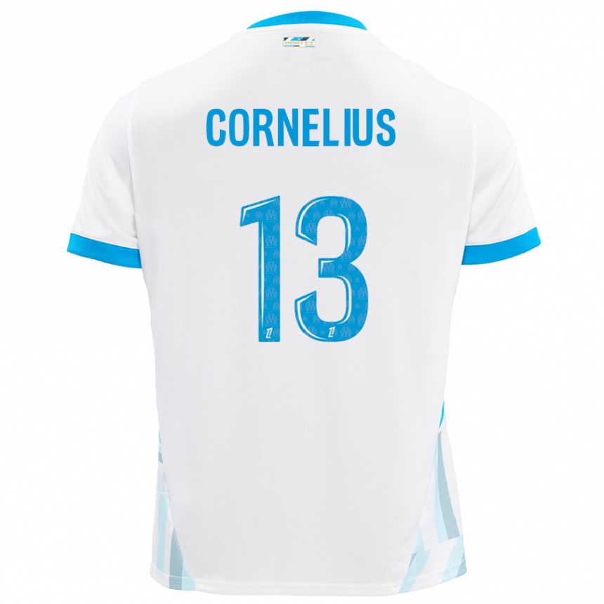 Kids Football Derek Cornelius #13 White Sky Blue Home Jersey 2024/25 T-Shirt Canada