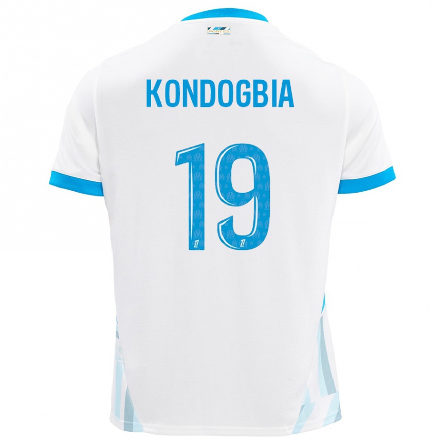 Enfant Football Maillot Geoffrey Kondogbia #19 Blanc Bleu Ciel Tenues Domicile 2024/25 Canada