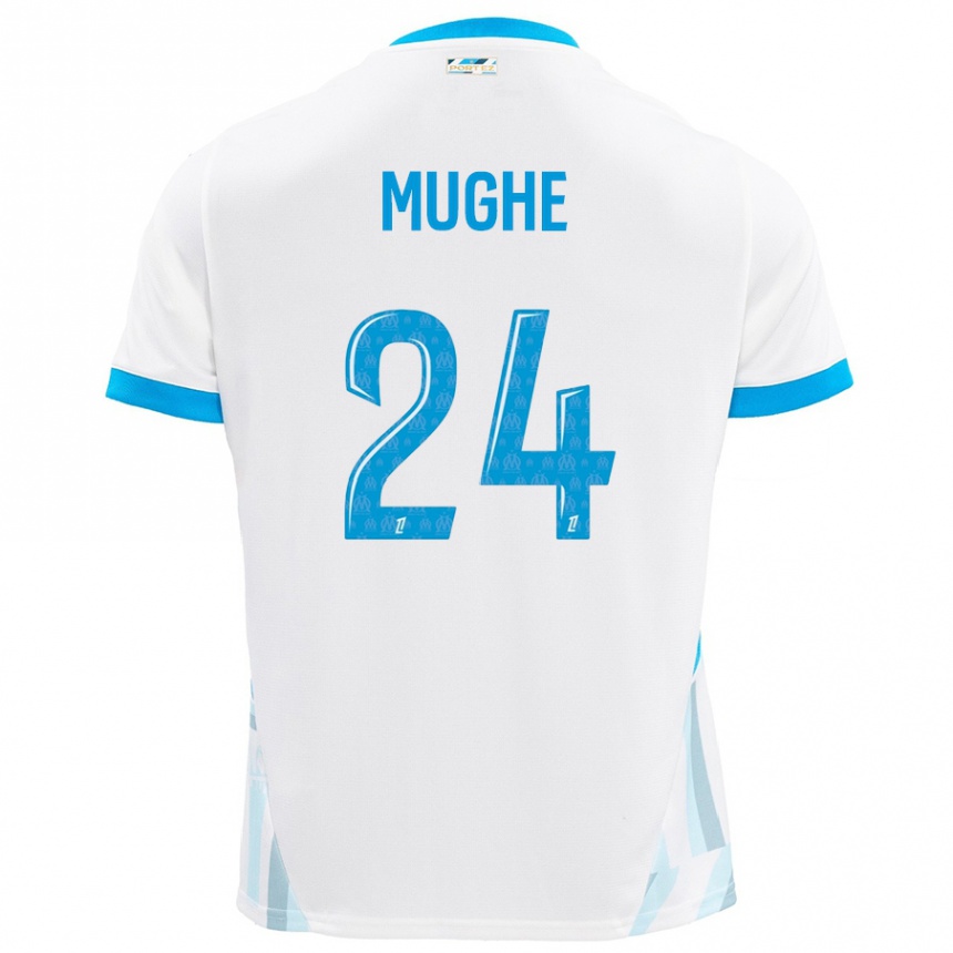 Kids Football François Mughe #24 White Sky Blue Home Jersey 2024/25 T-Shirt Canada