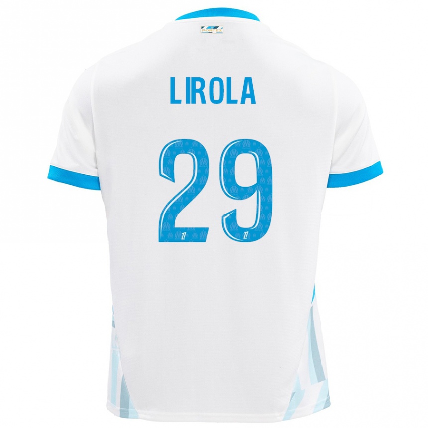 Enfant Football Maillot Pol Lirola #29 Blanc Bleu Ciel Tenues Domicile 2024/25 Canada