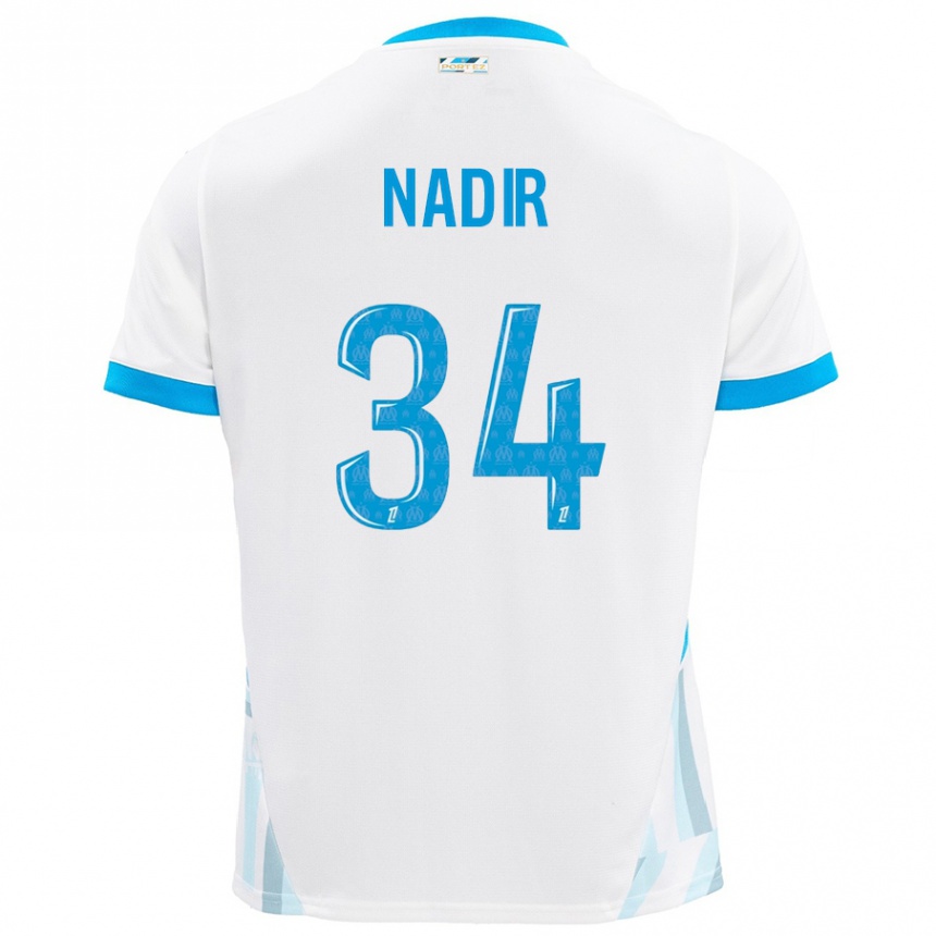 Kids Football Bilal Nadir #34 White Sky Blue Home Jersey 2024/25 T-Shirt Canada