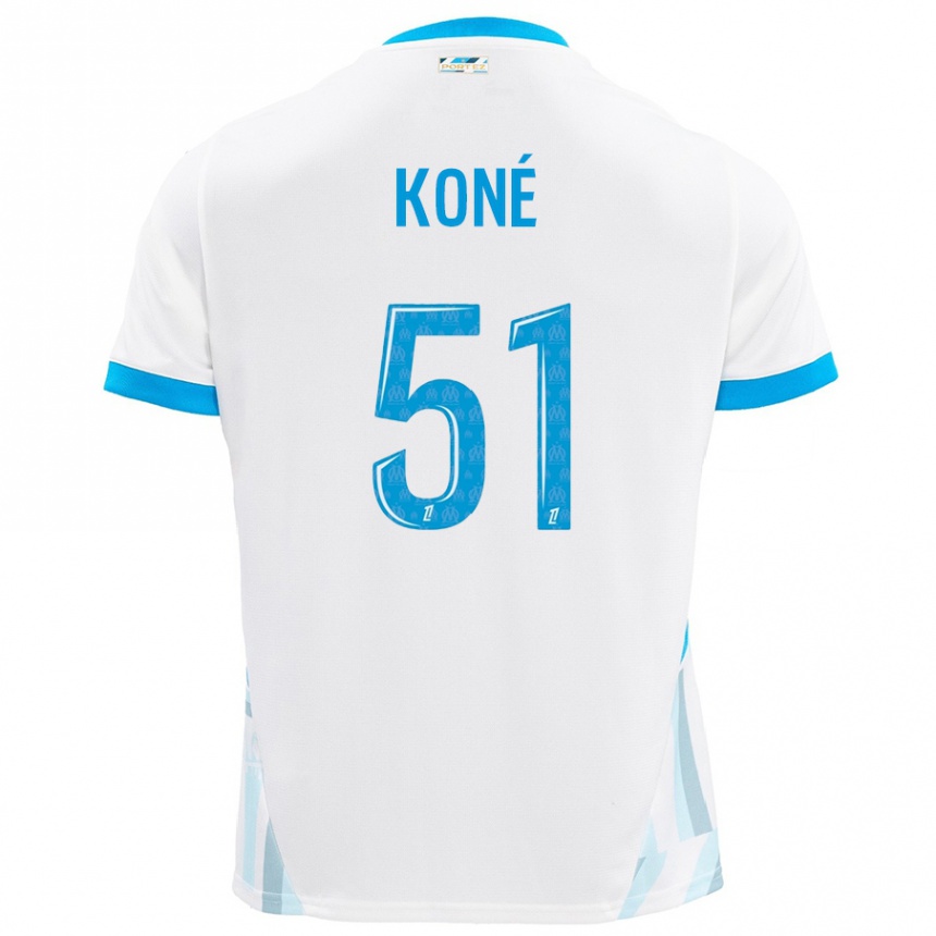 Kids Football Ismaël Koné #51 White Sky Blue Home Jersey 2024/25 T-Shirt Canada